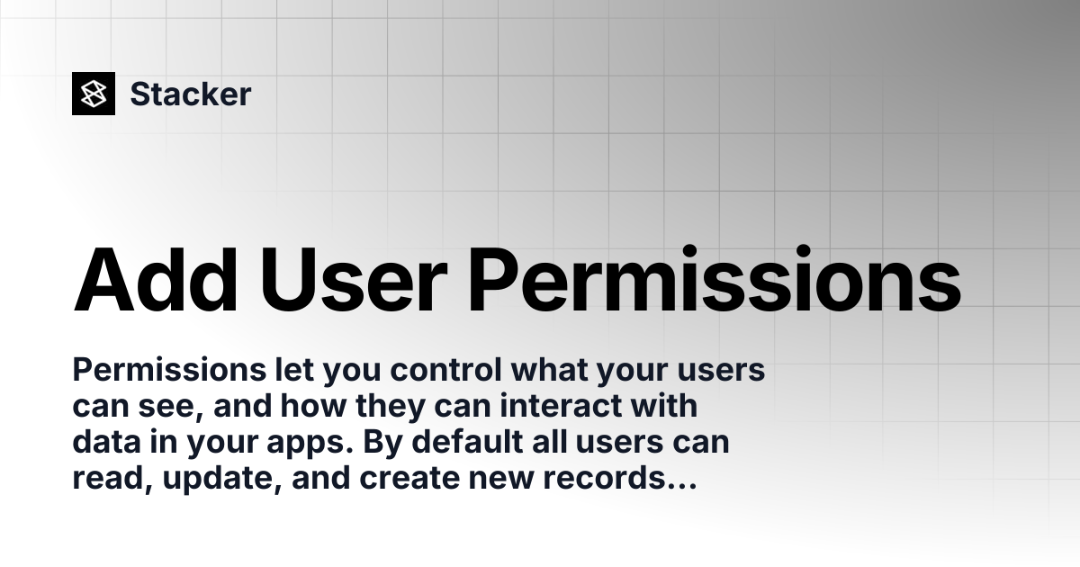 Add User Permissions | Stacker