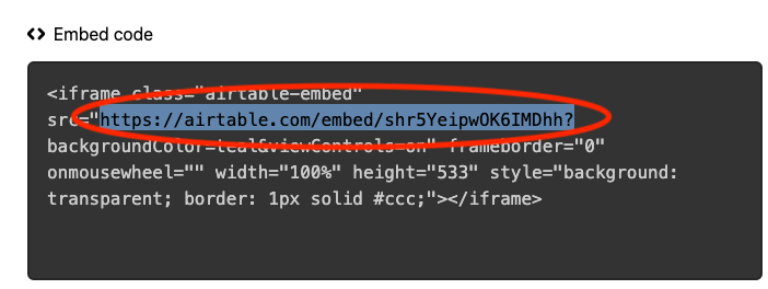 Airtable embed code
