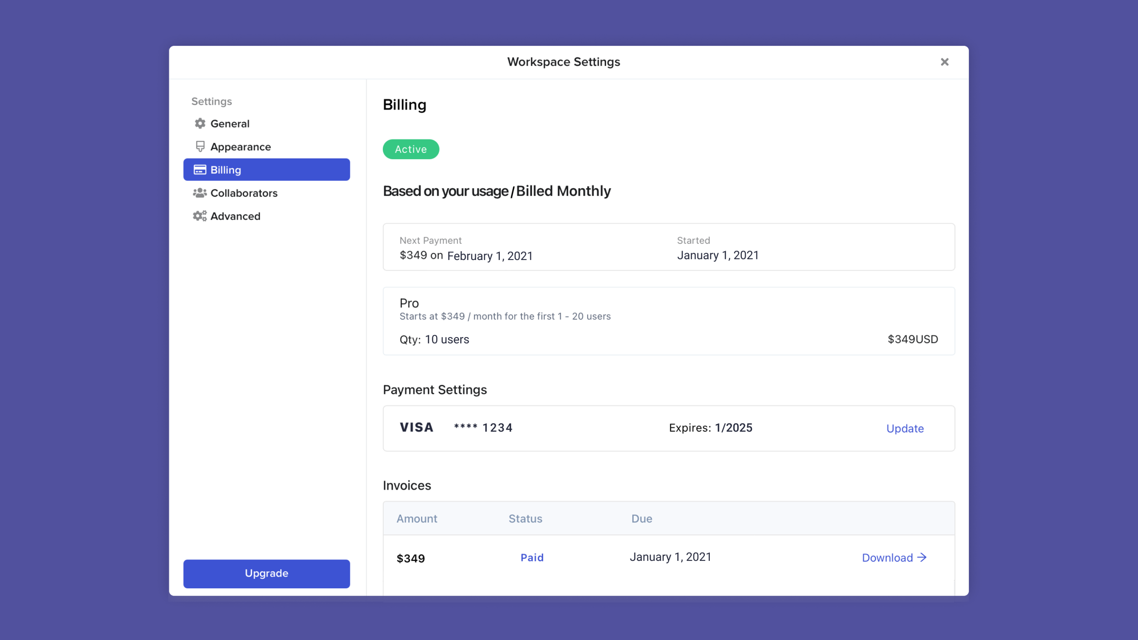 Workspace settings in Stacker